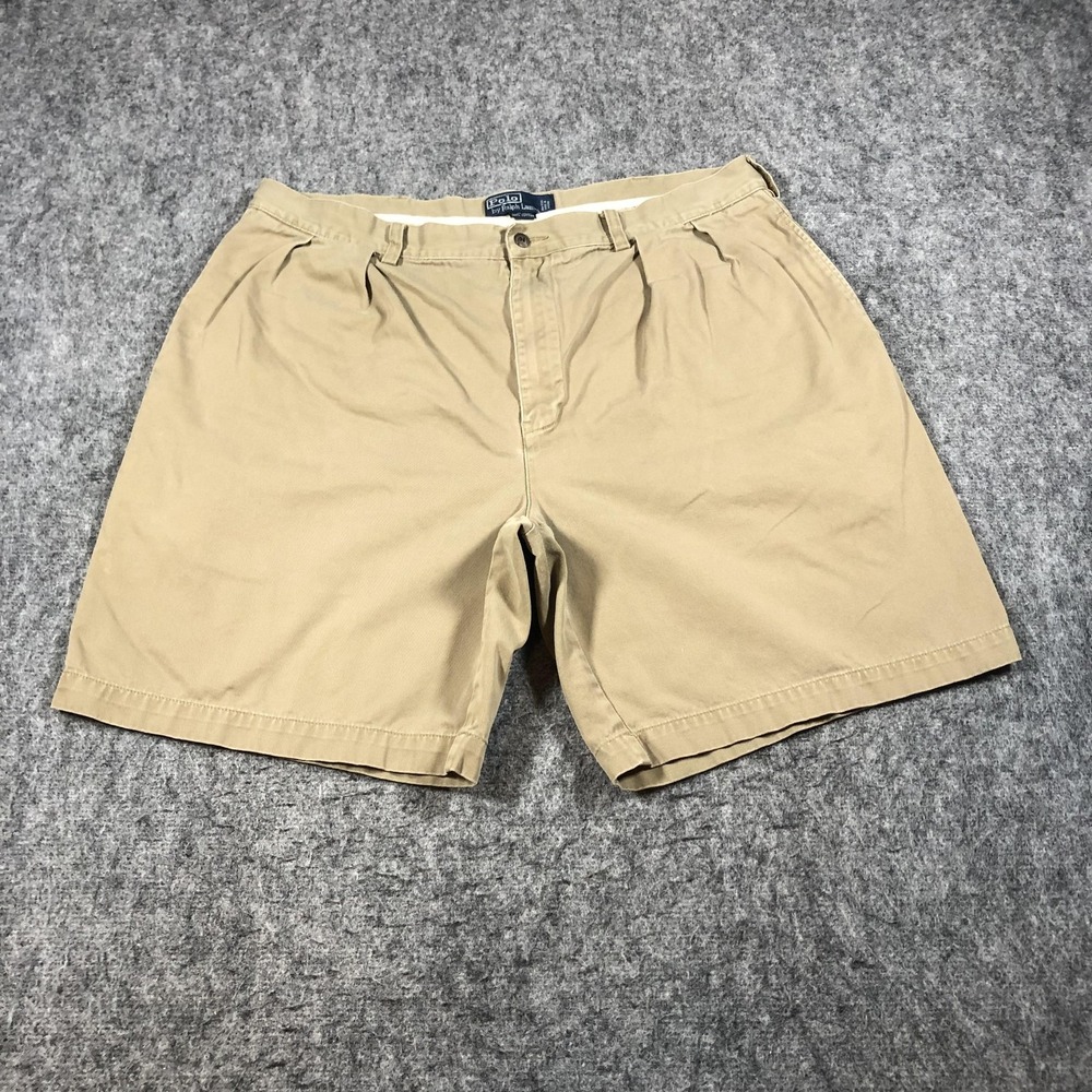 Polo Ralph Lauren Mens 38‎ Beige Pleated Chino Shorts Classic Casual